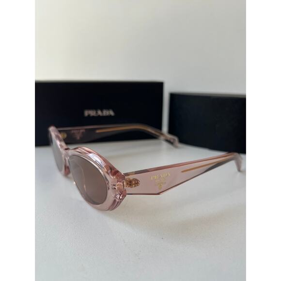 NEW Prada PR26ZS Transparent Peach Logo Cat Eye Sunglasses - Picture 6 of 8